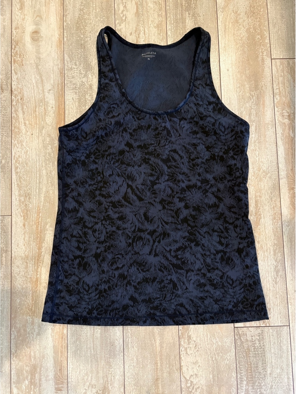 Athleta Women’s XL Blue Black Floral Print Racerback Workout Tank Top